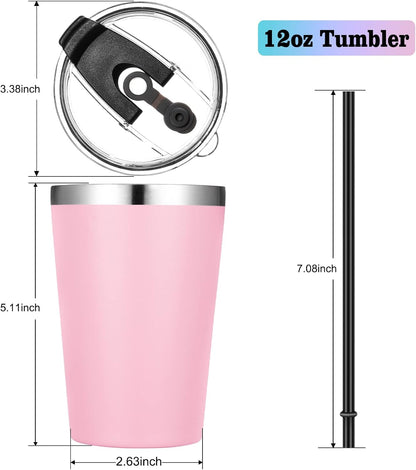 12oz Tumbler Stainless Steel Tumbler bulk Vacuum Insulated Double Wall Travel Tumbler with Lid and Straw Reusable Tumbler, Grey 1 Pack