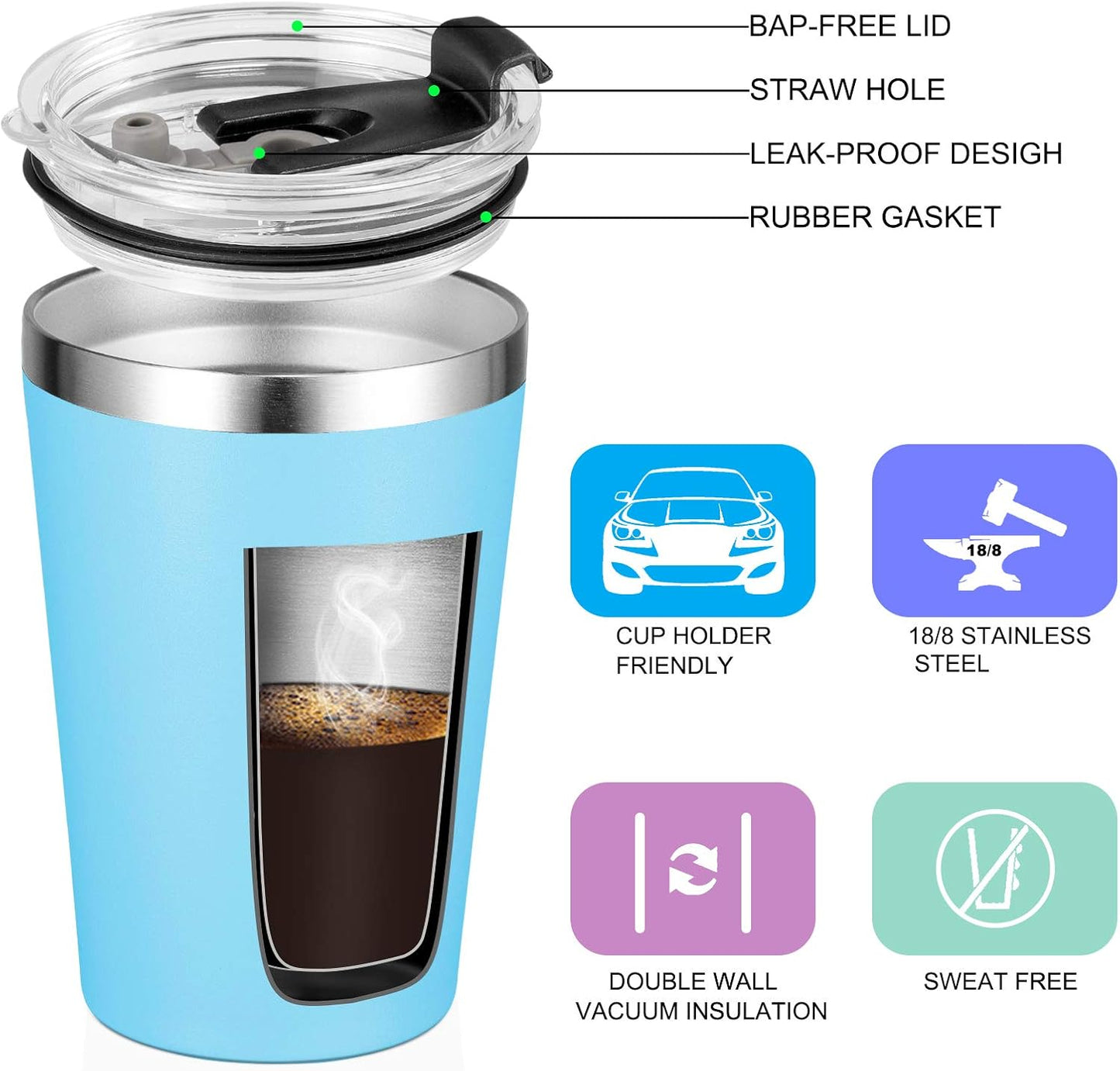 12oz Tumbler Stainless Steel Tumbler bulk Vacuum Insulated Double Wall Travel Tumbler with Lid and Straw Reusable Tumbler, Grey 1 Pack