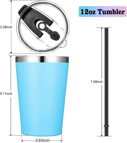 12oz Tumbler Stainless Steel Tumbler bulk Vacuum Insulated Double Wall Travel Tumbler with Lid and Straw Reusable Tumbler, Grey 1 Pack