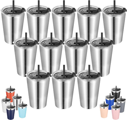 12oz Tumbler Stainless Steel Tumbler bulk Vacuum Insulated Double Wall Travel Tumbler with Lid and Straw Reusable Tumbler, Grey 1 Pack