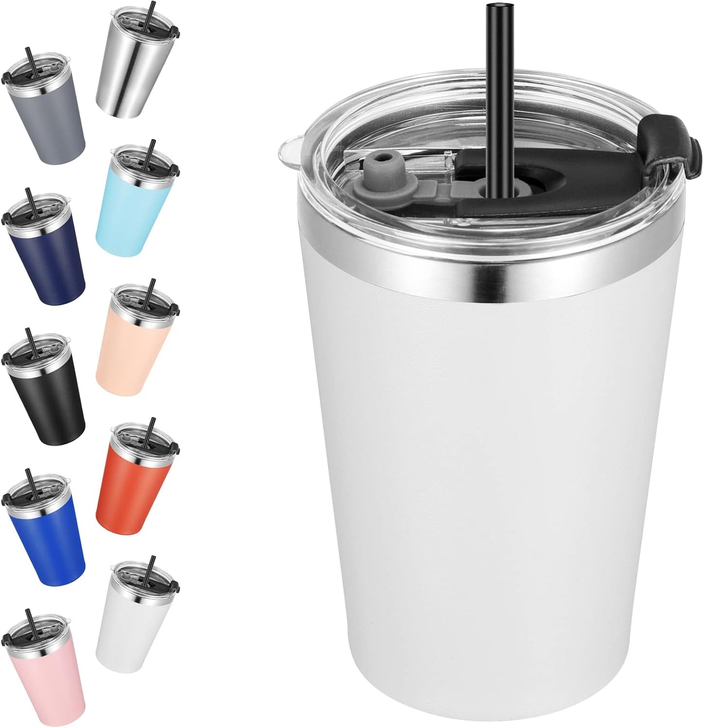 12oz Tumbler Stainless Steel Tumbler bulk Vacuum Insulated Double Wall Travel Tumbler with Lid and Straw Reusable Tumbler, Grey 1 Pack