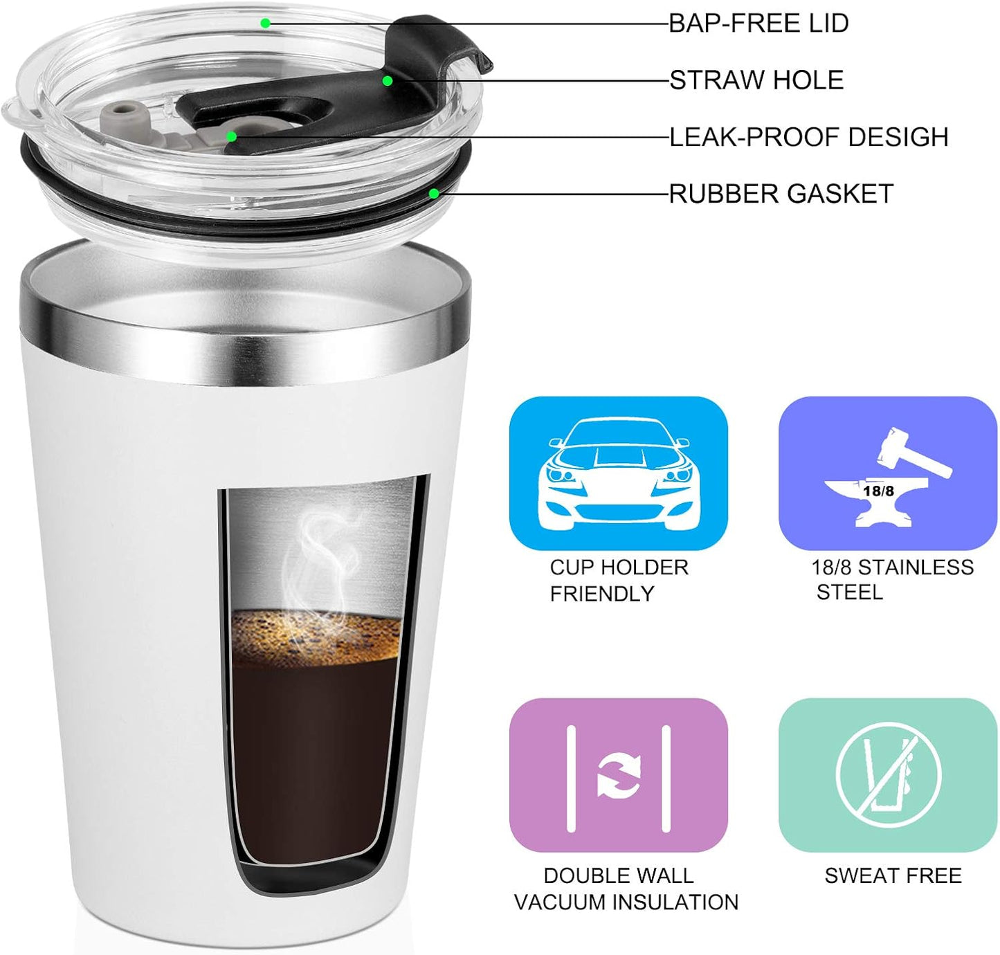 12oz Tumbler Stainless Steel Tumbler bulk Vacuum Insulated Double Wall Travel Tumbler with Lid and Straw Reusable Tumbler, Grey 1 Pack