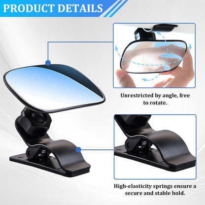 Baby Car Mirror, 360° Adjustable Clip-on Vehicle Wide Angle Convex Mirror, Automotive Interior Rearview Accessories for Viewing Rear Passengers, Universal for SUV Truck Sedan