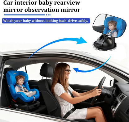 Baby Car Mirror, 360° Adjustable Clip-on Vehicle Wide Angle Convex Mirror, Automotive Interior Rearview Accessories for Viewing Rear Passengers, Universal for SUV Truck Sedan