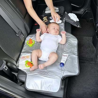 Portable Diaper Changing Pad, Waterproof Travel Baby Changing Mat with Wipes Pocket, Compact Foldable, Gift for Babyshower, Newborn Boys & Girls (Black)