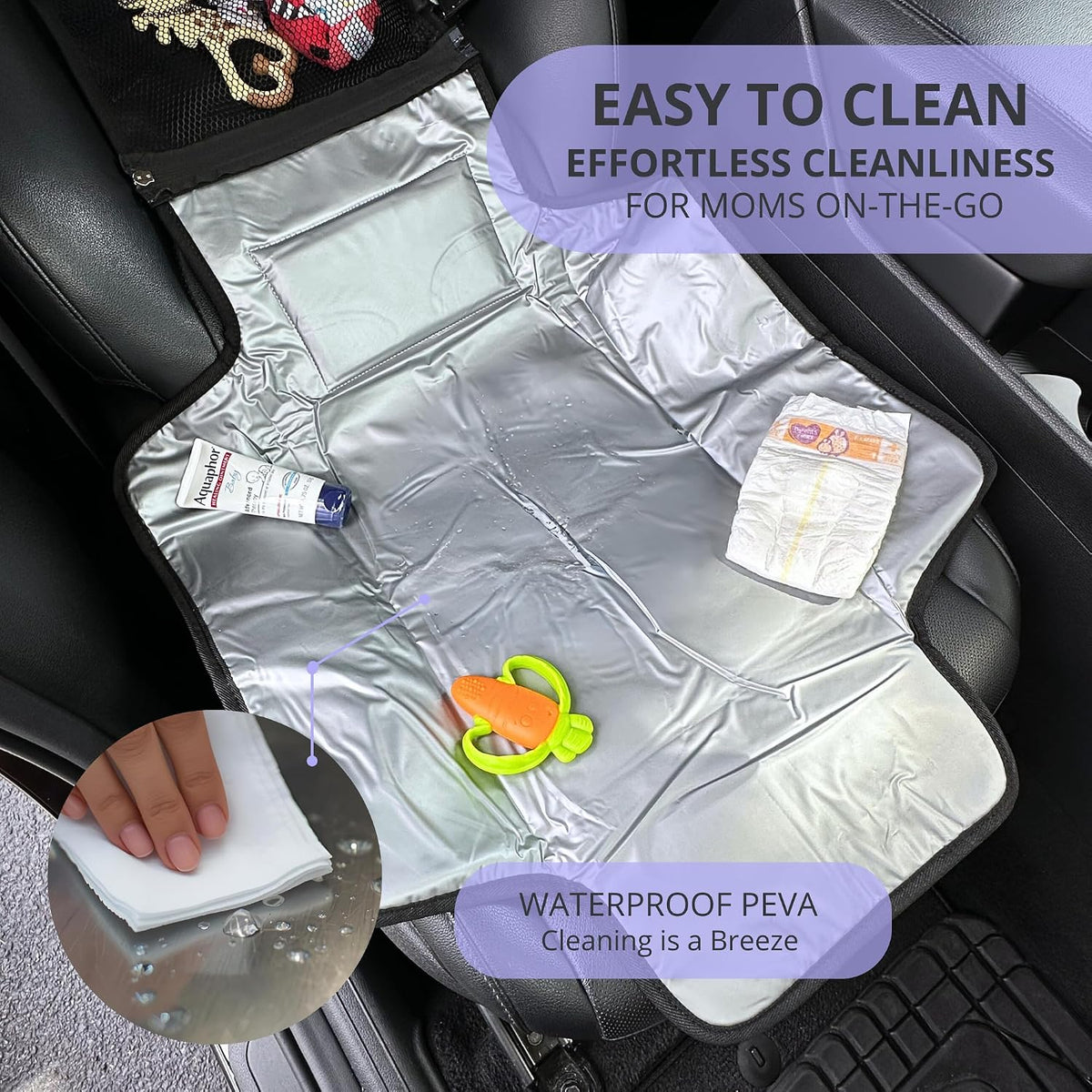 Portable Diaper Changing Pad, Waterproof Travel Baby Changing Mat with Wipes Pocket, Compact Foldable, Gift for Babyshower, Newborn Boys & Girls (Black)