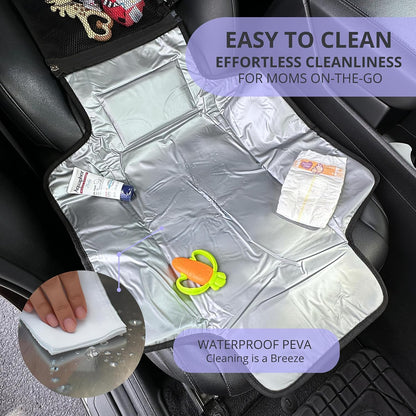 Portable Diaper Changing Pad, Waterproof Travel Baby Changing Mat with Wipes Pocket, Compact Foldable, Gift for Babyshower, Newborn Boys & Girls (Black)