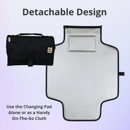 Portable Diaper Changing Pad, Waterproof Travel Baby Changing Mat with Wipes Pocket, Compact Foldable, Gift for Babyshower, Newborn Boys & Girls (Black)