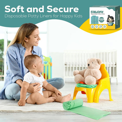 60 Count Potty Liners for Toddlers & Pets – Compatible with OXO Tot 2-in-1 Go Potty- 17 x 11 inches Leak-Proof Disposable Cleaning Bag for Adults-Fits Most Potty Chairs and Travel Potty