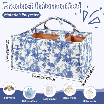 Baby Diaper Caddy Organizer Nursery Storage Bin Basket with Handle Portable Diaper Organizer Suitable for Indoor Outdoor