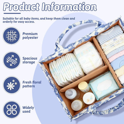 Baby Diaper Caddy Organizer Nursery Storage Bin Basket with Handle Portable Diaper Organizer Suitable for Indoor Outdoor