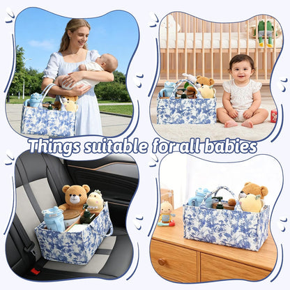Baby Diaper Caddy Organizer Nursery Storage Bin Basket with Handle Portable Diaper Organizer Suitable for Indoor Outdoor