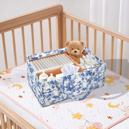 Baby Diaper Caddy Organizer Nursery Storage Bin Basket with Handle Portable Diaper Organizer Suitable for Indoor Outdoor
