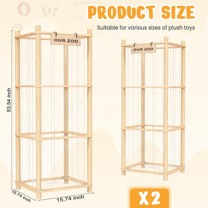 Woodure Stuffed Animal Storage & Organizer, Wooden Cute Zoo Toy Holder for Toddler Rooms, Playrooms & Bedrooms