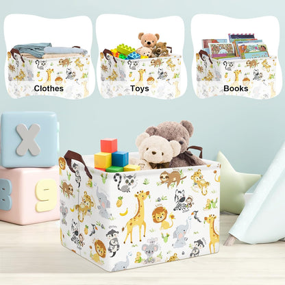 Rectangular Baby Storage Basket Large Collapsible Kid Toy Bin Nursery Classroom Books Shelf Basket Shower Towel Gift Basket Giraffe Lion Elephant Pet Basket(Animal)