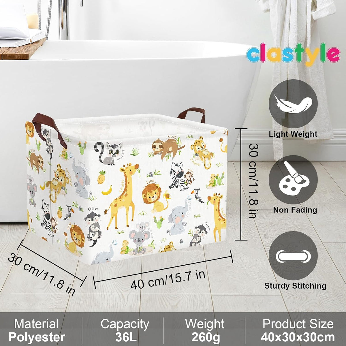 Rectangular Baby Storage Basket Large Collapsible Kid Toy Bin Nursery Classroom Books Shelf Basket Shower Towel Gift Basket Giraffe Lion Elephant Pet Basket(Animal)