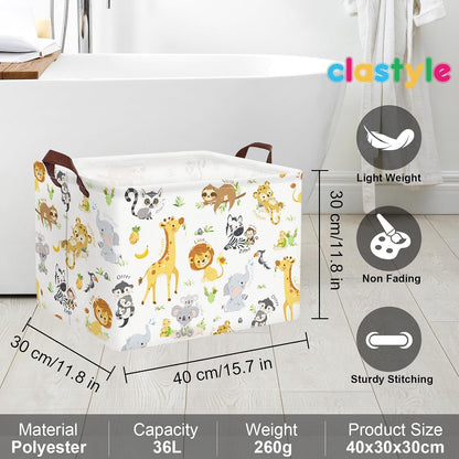 Rectangular Baby Storage Basket Large Collapsible Kid Toy Bin Nursery Classroom Books Shelf Basket Shower Towel Gift Basket Giraffe Lion Elephant Pet Basket(Animal)