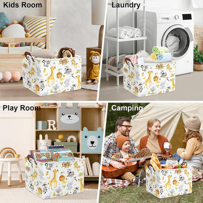 Rectangular Baby Storage Basket Large Collapsible Kid Toy Bin Nursery Classroom Books Shelf Basket Shower Towel Gift Basket Giraffe Lion Elephant Pet Basket(Animal)