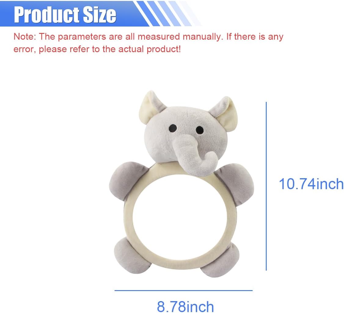 Rear Facing Baby Car Mirror, Plush Cute Wide View Vehicle Backseat Viewer, Shake-proof Baby in Sight Carseat Mirrors, Cartoon Animal Shatterproof Safety Observation Rearview Mirror (Elephant)