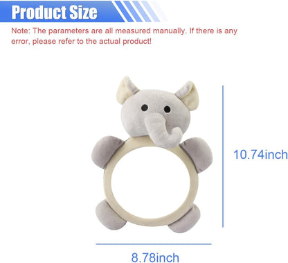 Rear Facing Baby Car Mirror, Plush Cute Wide View Vehicle Backseat Viewer, Shake-proof Baby in Sight Carseat Mirrors, Cartoon Animal Shatterproof Safety Observation Rearview Mirror (Elephant)