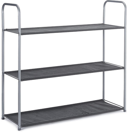 Freestanding Closet Organizer with Fabric Bins, Drawers and 3 Shelves, Easy to Assemble, Grey, 32.7" x 12.2" x 31"
