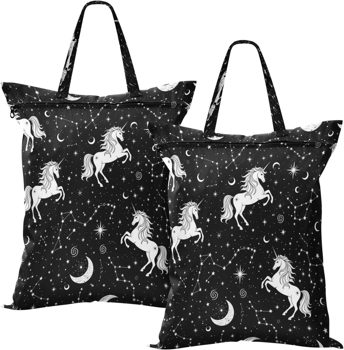 Unicorns Stars Waterproof Travel Laundry Bag Washable 2 Packs
