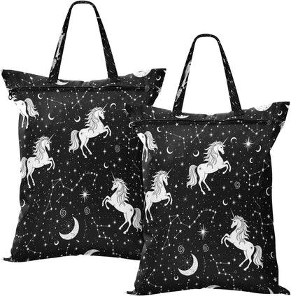 Unicorns Stars Waterproof Travel Laundry Bag Washable 2 Packs