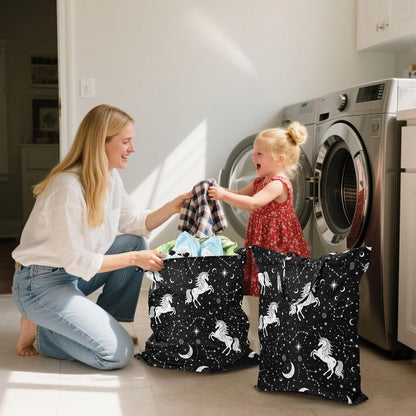 Unicorns Stars Waterproof Travel Laundry Bag Washable 2 Packs