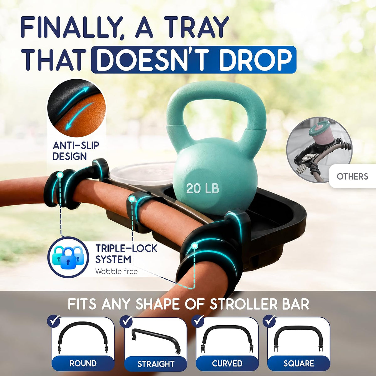 Universal Stroller Snack Tray with Cup Holder - Baby Tray Attachment 2 in 1