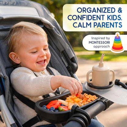Universal Stroller Snack Tray with Cup Holder - Baby Tray Attachment 2 in 1