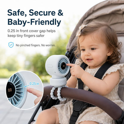 Portable Stroller Fan for Baby, 90° Oscillating Quiet Rechargeable Fan