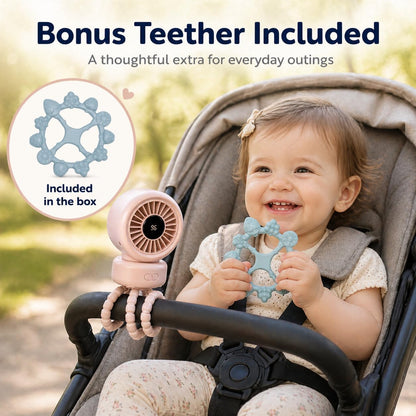 Portable Stroller Fan for Baby, 90° Oscillating Quiet Rechargeable Fan
