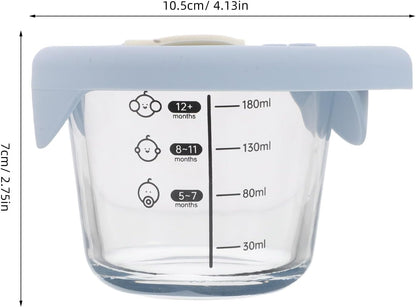 Baby Glass Food Bowls 2pcs 6oz 180ml round Blue