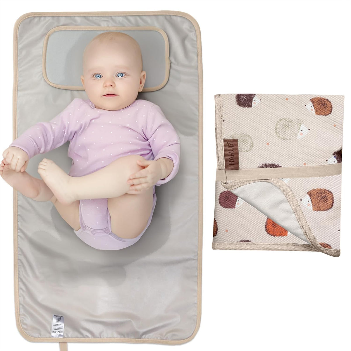 Portable Changing Pad – Waterproof, Washable & Easy Wipe Clean, Foldable Travel Baby Changing Mat for Diaper Bag, Compact & Lightweight, Must-Have for Newborns (Urchin Pattern)