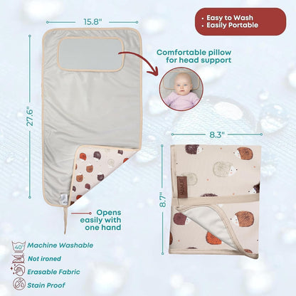 Portable Changing Pad – Waterproof, Washable & Easy Wipe Clean, Foldable Travel Baby Changing Mat for Diaper Bag, Compact & Lightweight, Must-Have for Newborns (Urchin Pattern)