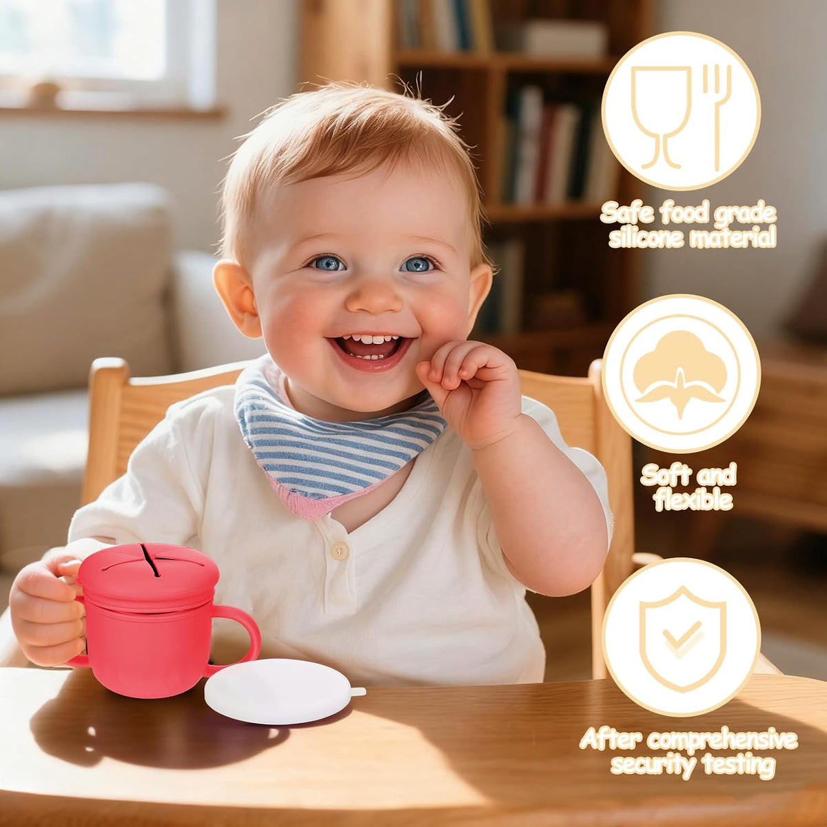 2-Pack Stainless Steel Snack Containers, 4-in-1 Spill proof Snack Cups With Silicone Lid and Handle, Dishwasher Safe Travel Snack Containers for Kids and Infants (Purple + Gray)
