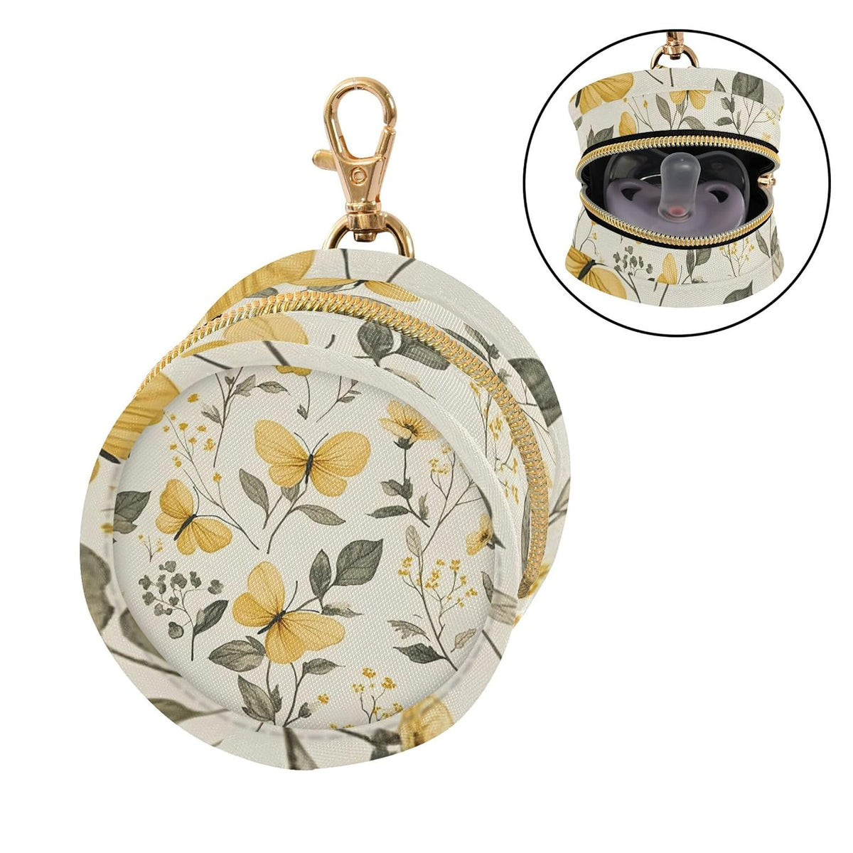 Wildflowers and Butterflies Baby Pacifier Holder Case, Dustproof Portable Storage Box for Diaper Bag Purse, Pacifier Storage Container for Boys & Girls