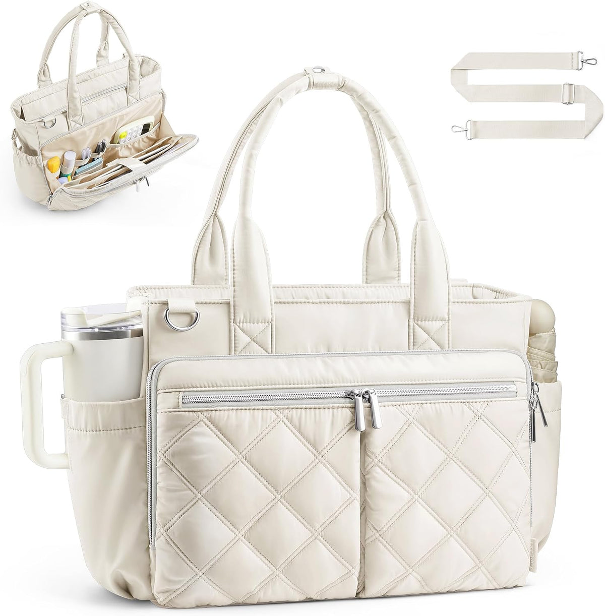 Teacher Tote Bag for Women Quilted Laptop Work Handbag for Travel