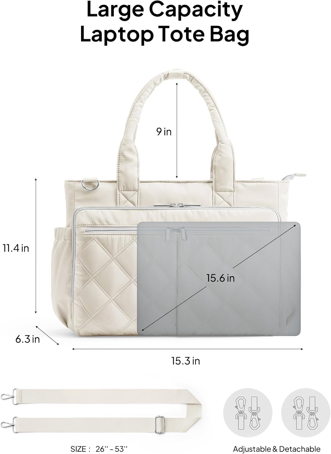 Teacher Tote Bag for Women Quilted Laptop Work Handbag for Travel