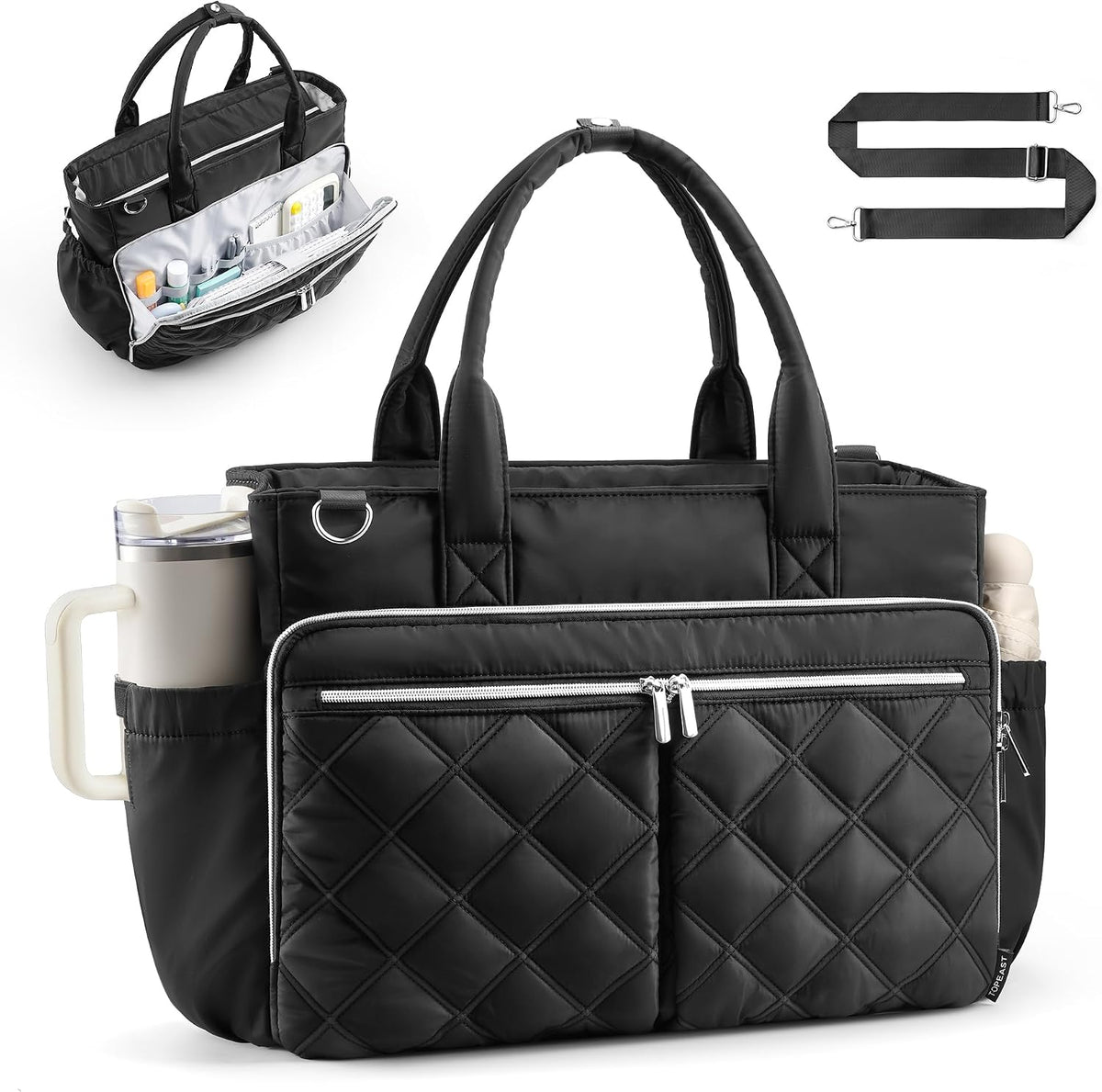 Teacher Tote Bag for Women Quilted Laptop Work Handbag for Travel