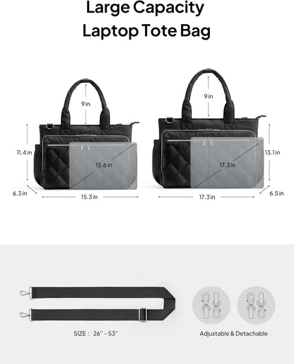 Teacher Tote Bag for Women Quilted Laptop Work Handbag for Travel