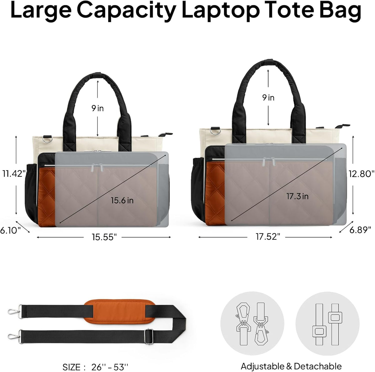 Teacher Tote Bag for Women Quilted Laptop Work Handbag for Travel