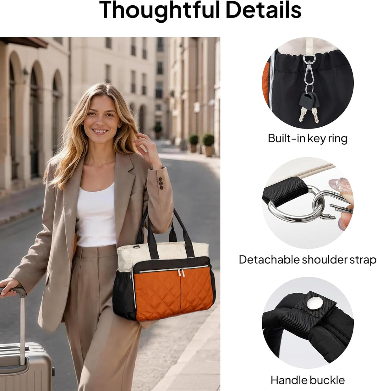 Teacher Tote Bag for Women Quilted Laptop Work Handbag for Travel