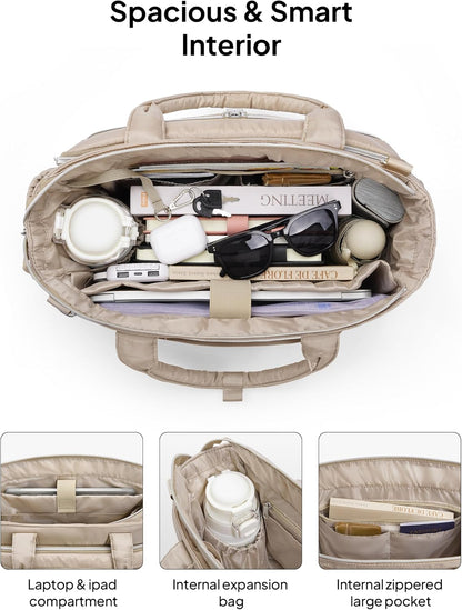 Teacher Tote Bag for Women Quilted Laptop Work Handbag for Travel