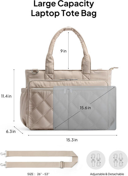 Teacher Tote Bag for Women Quilted Laptop Work Handbag for Travel