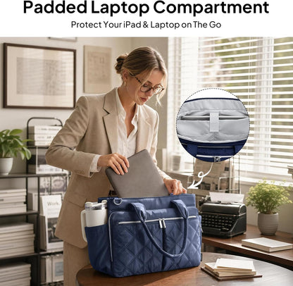 Teacher Tote Bag for Women Quilted Laptop Work Handbag for Travel