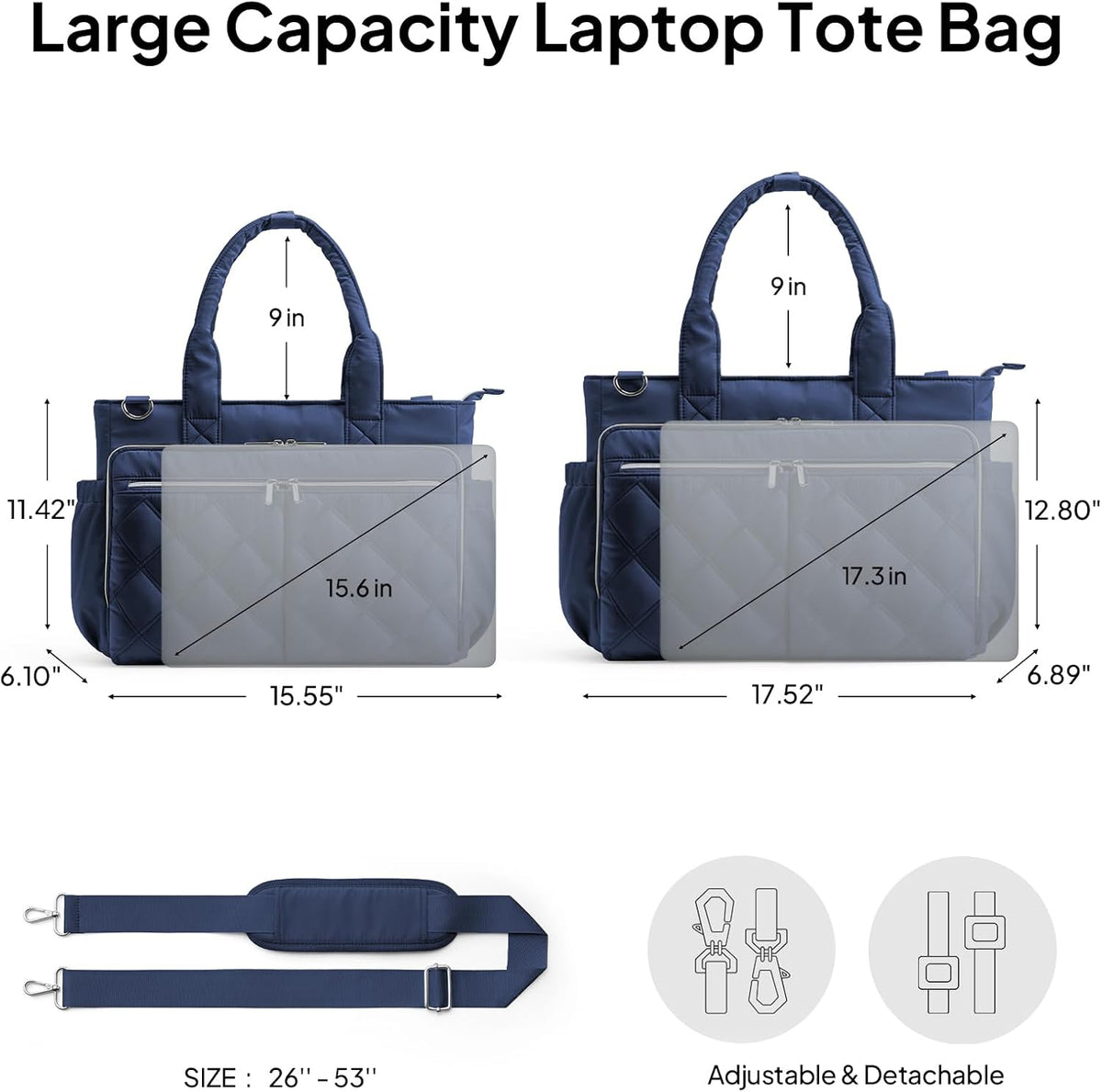 Teacher Tote Bag for Women Quilted Laptop Work Handbag for Travel