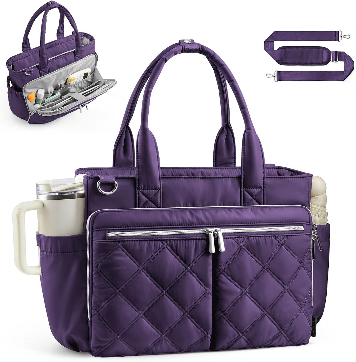 Teacher Tote Bag for Women Quilted Laptop Work Handbag for Travel