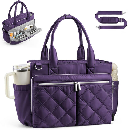 Teacher Tote Bag for Women Quilted Laptop Work Handbag for Travel