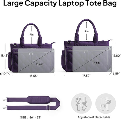 Teacher Tote Bag for Women Quilted Laptop Work Handbag for Travel